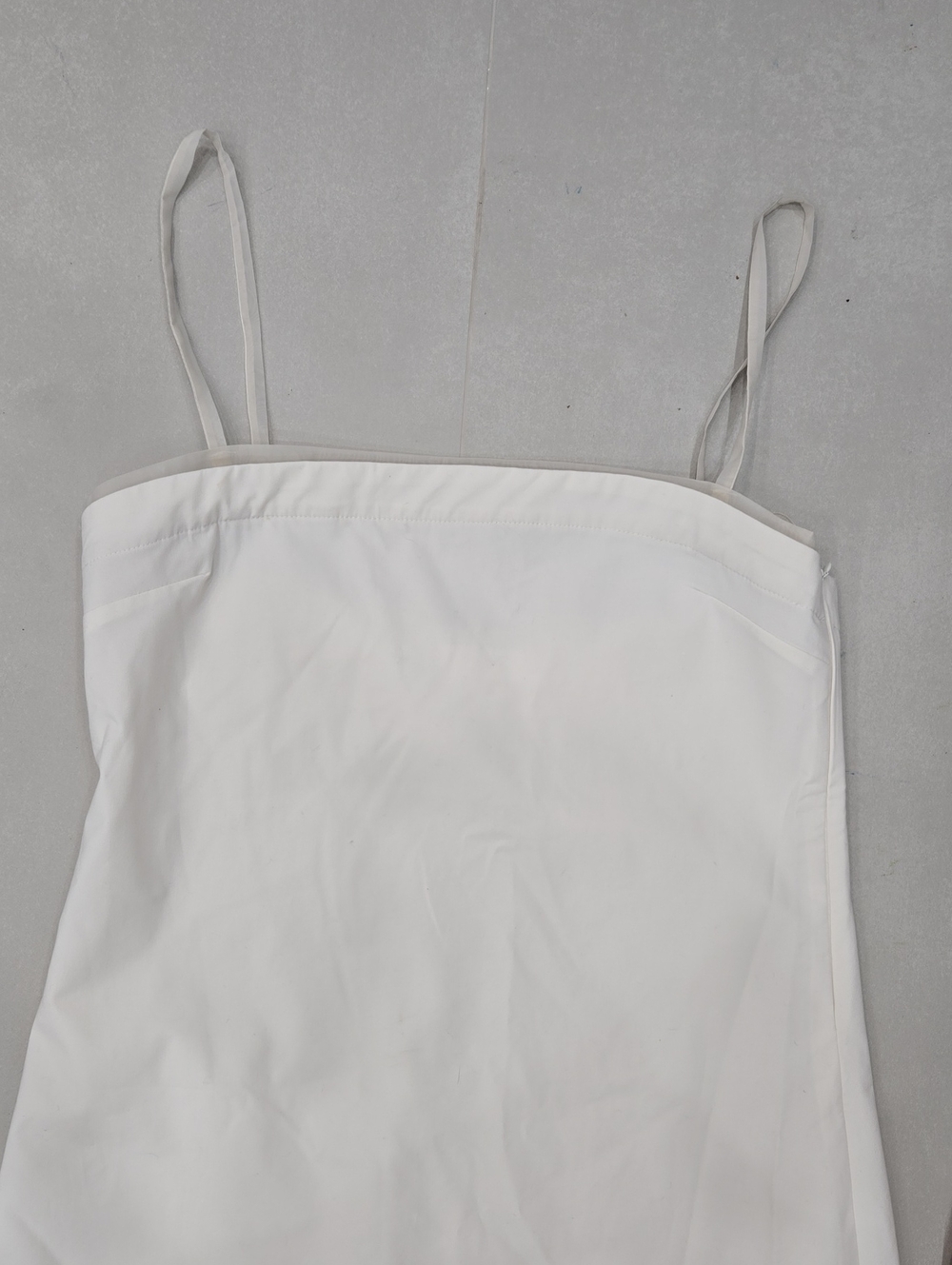 Zara Ivory Midi Dress With Straight Neckline And Sheer Hem Size L - Picture 6 of 8